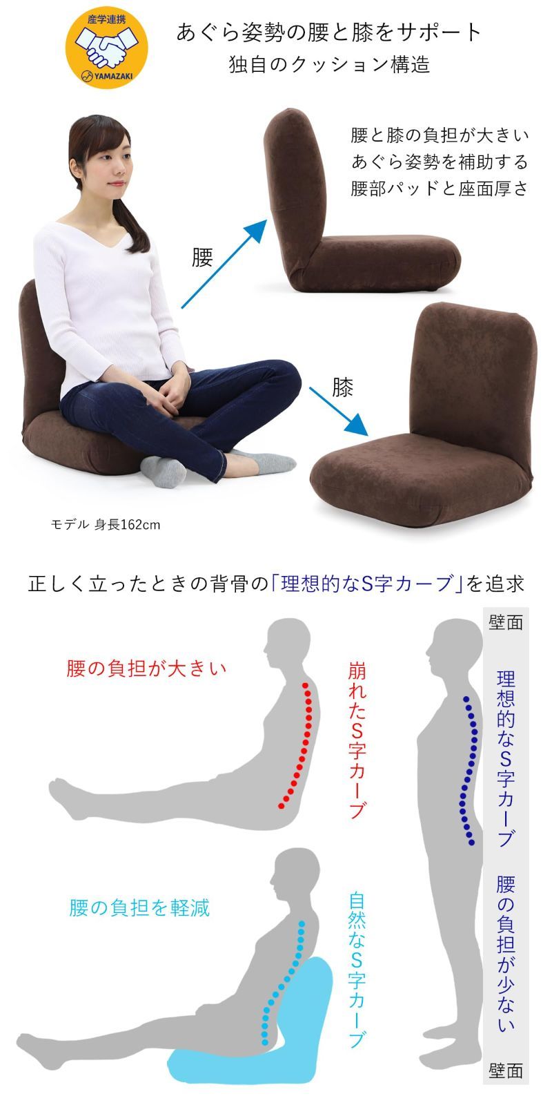 グレー 背部リクライニング あぐら座椅子３ コンパクト 産学連携 リラックス 座椅子専科 MARWIL-DEMENAGEMENTS_CH