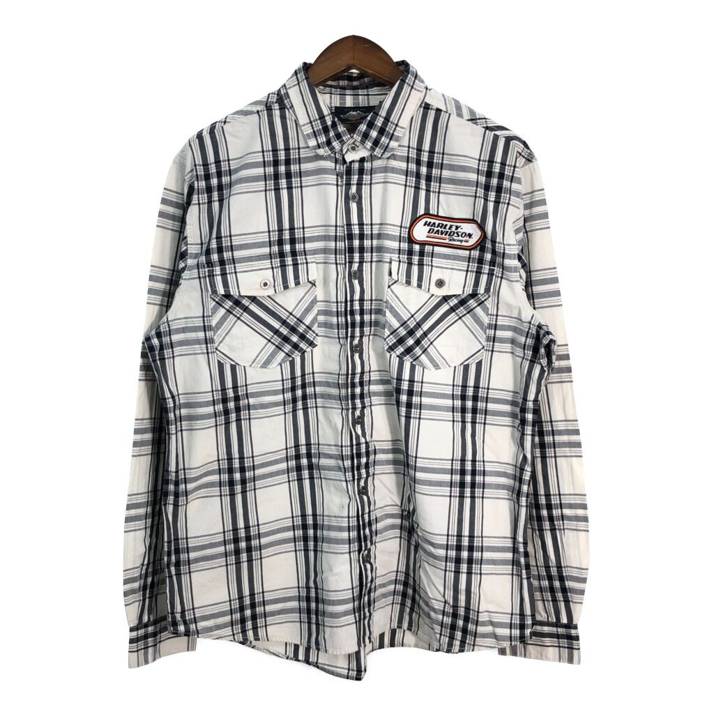 HARLEY DAVIDSON ハーレーダビッドソン 長袖シャツ タータンチェック ホワイト (メンズ XL) 中古 古着 R7357
