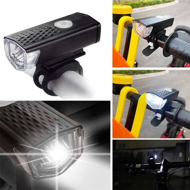 自転車 LED フロントライト ブラック USB充電式 防水 ハンドル取付け 黒