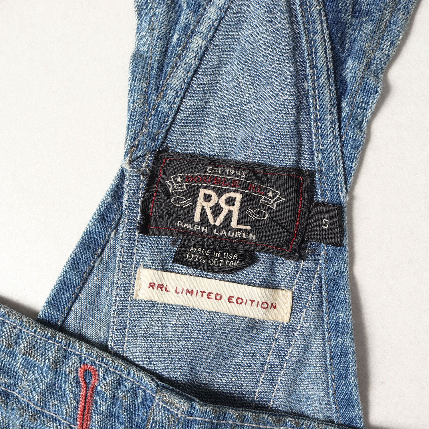 美品 RRL ダブルアールエル サイズ:S LIMITED EDITION ダメージリペア ペンキ加工 ペインター デニム オーバーオール インディゴ  アメリカ製 ラルフローレン ボトムス ジーンズ ジーパン ズボン【メンズ】 - メルカリ