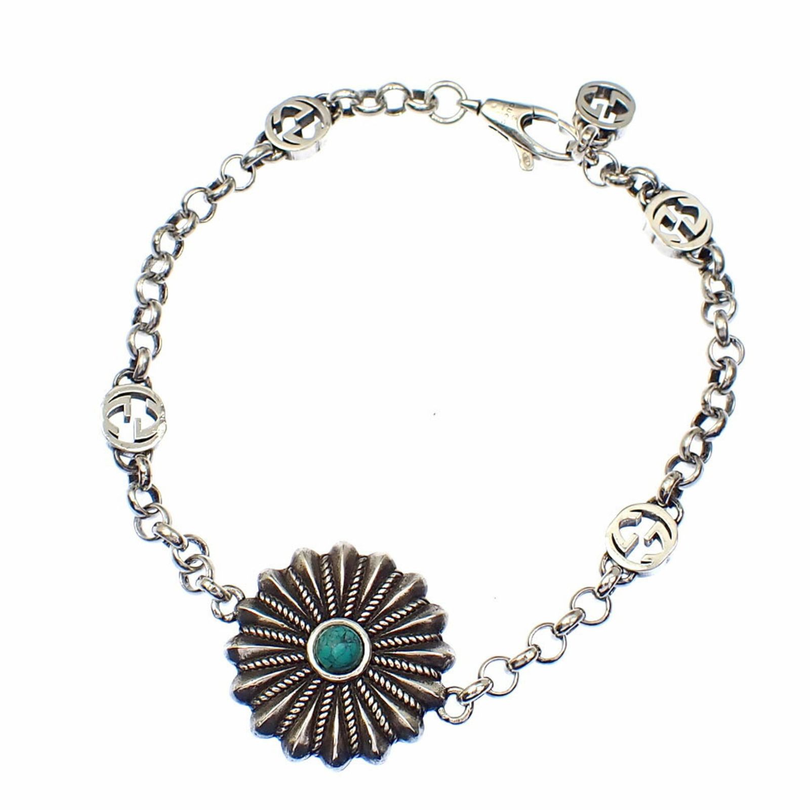グッチ Gucci グッチ デザイン ブレスレット レディース SV925 13.4g シルバー フラワー 花 GG