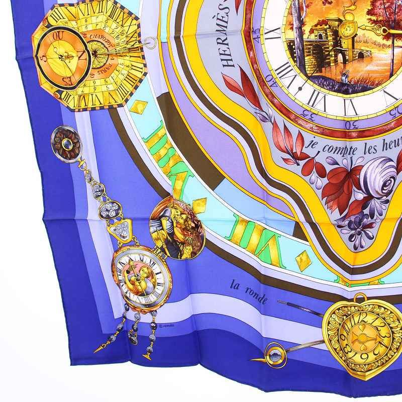 質屋 エルメス HERMES カレ90 parmi les fleurs je compte les heures