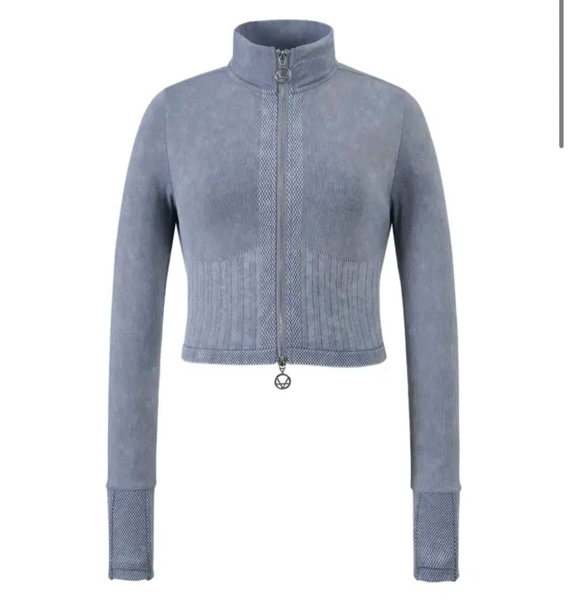 ベリシ オールテンション ジップアップ クロップド ブルージップティント