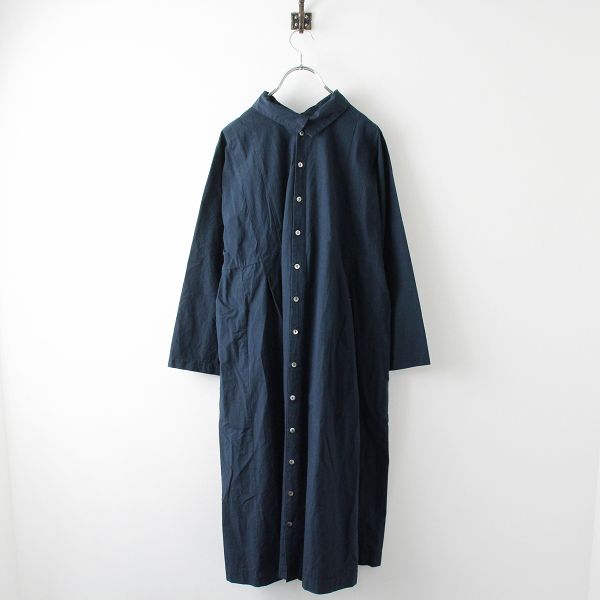 2020SS nest Robe ネストローブ 01201-1400 コットンラミーブロードハイネックワンピース  F/ネイビー【2400013268103】