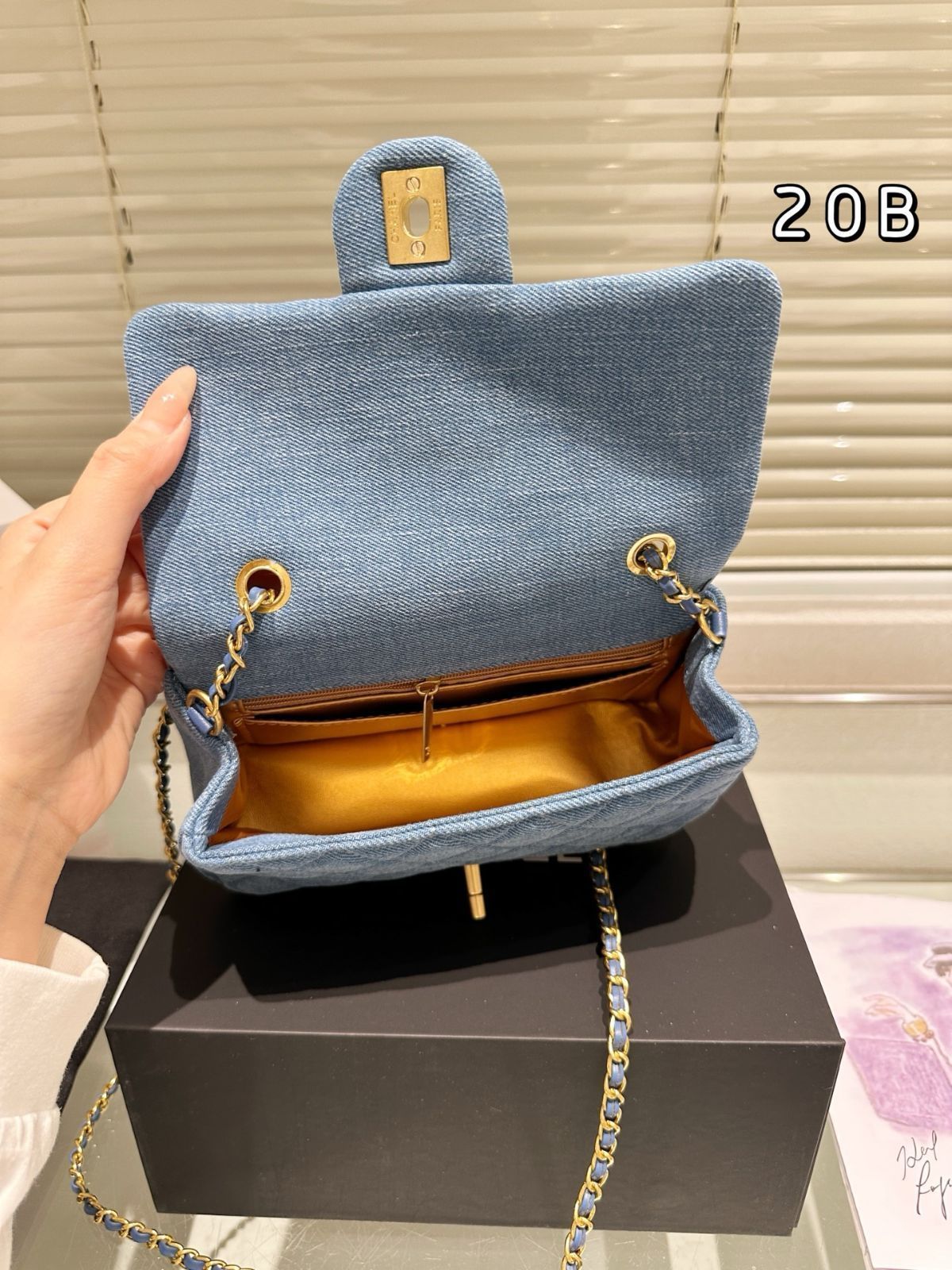 今日特価】Chanel Denim Gold Ball Square Fat シャネル デニム