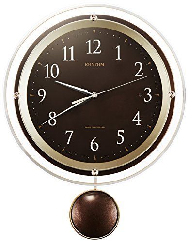 リズムRHYTHM 掛け時計 電波 アナログ 振り子 ソフレール クリスタル 飾り付き 連続秒針 茶 RHYTHM 8MX404SR06