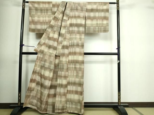 平和屋着物●花織　紬　間道　ますいわ屋扱い　正絹　逸品　AAAW9333zg 平和屋着物○花織 紬 間道 ますいわ屋扱い 正絹 逸品 AAAW9333zg