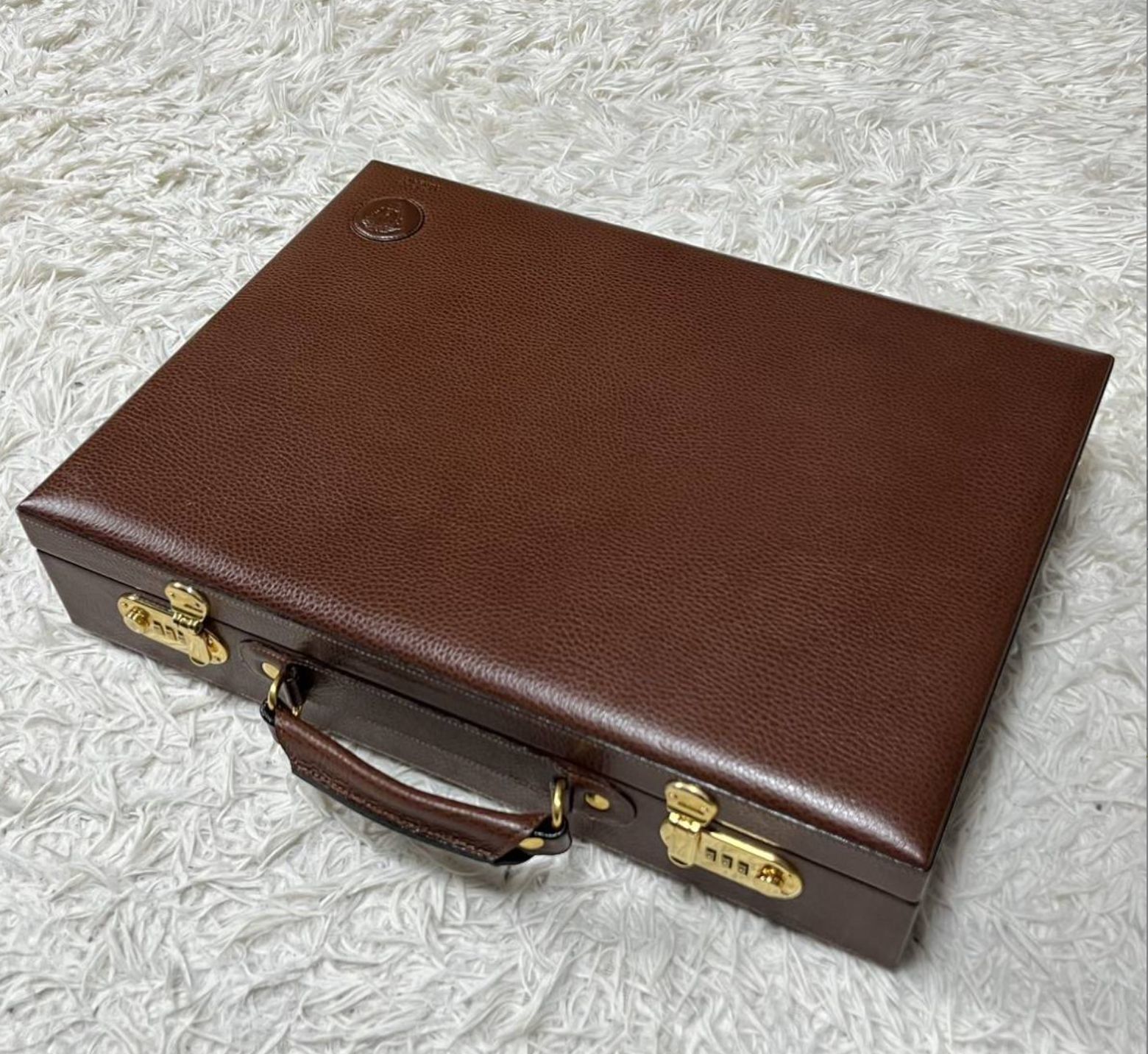 Gianni Versace ヴェルサーチ　アタッシュケース ブリーフケース GIANNI VERSACE レザー アタッシュケース ブラウン ダイヤル