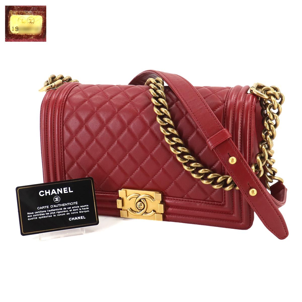 シャネル CHANEL ボーイシャネル チェーン ショルダー バッグ レザー レッド A67086 ゴールド 金具 Boy Chanel Bag  90248708 - メルカリ