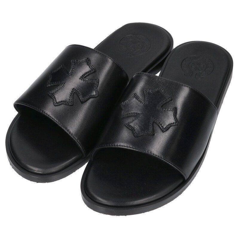 クロムハーツ CH SLIDE LEATHER CHプラスパッチレザーサンダル メンズ 43