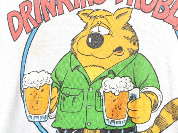 80s USA製 □ ビール キャラクター プリント 半袖 Tシャツ ( L メ ...