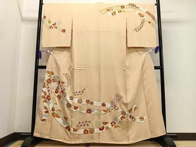 平和屋着物○訪問着 駒刺繍 松竹梅吉祥文 金彩 正絹 逸品 未使用