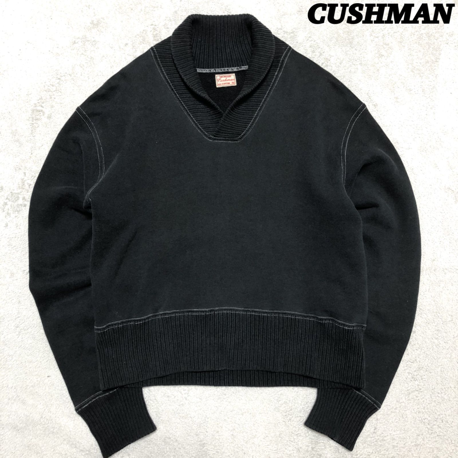 CUSHMAN スウェット ショールカラー コットン100％ Mサイズ ブラック 