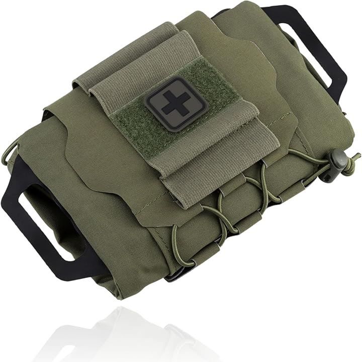 MILQUEST メディカルポーチ サバゲー用 MOLLE対応 見せる装備 ファーストエイド ユーティリティ タクティカル EDCポーチ(レンジャーグリーン)