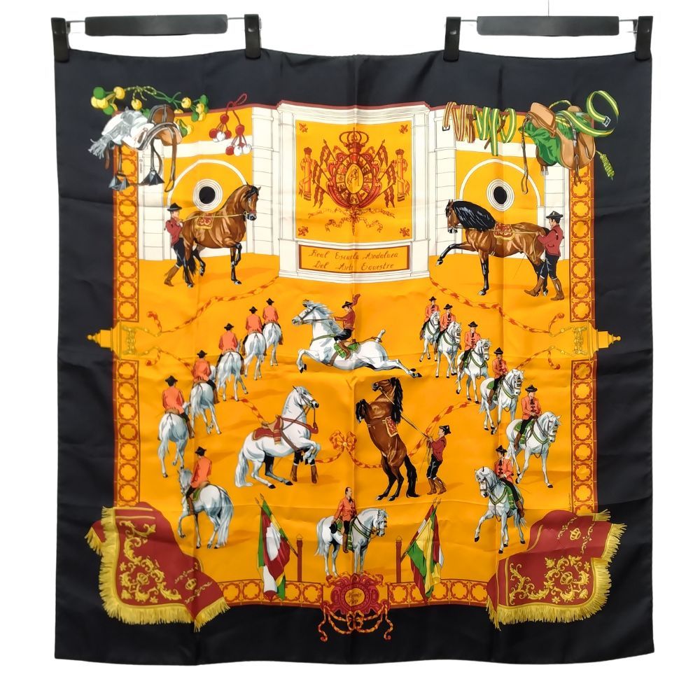 HERMES エルメス シルク スカーフ カレ90 馬術学校 イエロー | 50252