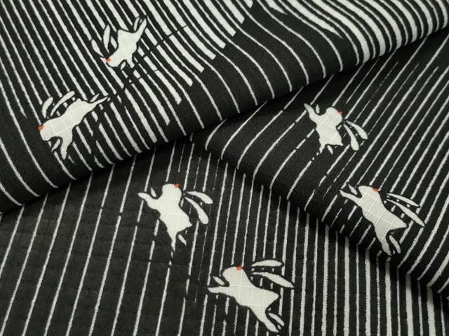 平和屋着物○小紋 長羽織セット 跳兎 黒地 洗える着物 CAAV6588vf 平和屋