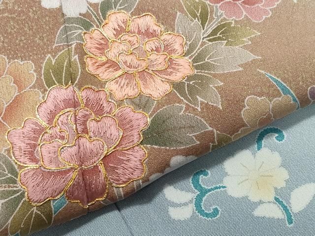 平和屋着物●訪問着　刺繍　草花文　金彩　正絹　逸品　CAAS8440vf 平和屋着物○訪問着 刺繍 草花文 金彩 正絹 逸品 CAAS8440vf - メルカリ