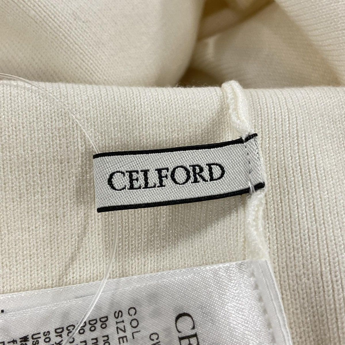  CELFORD セルフォード 半袖カットソー サイズ36 S レディース - アイボリー ハイネック シルク混 フェイクファー 半袖(Tシャツ) Tシャツ カットソー