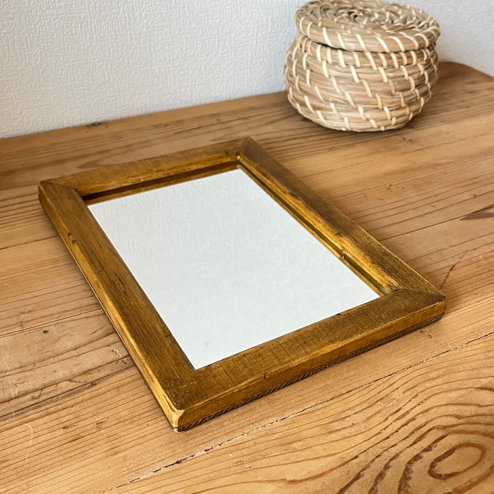 ウッドミラー　木の鏡　アンティーク 楽天市場】ウッド ミラー《100cm×55cm》カービング 引っ掛け金具