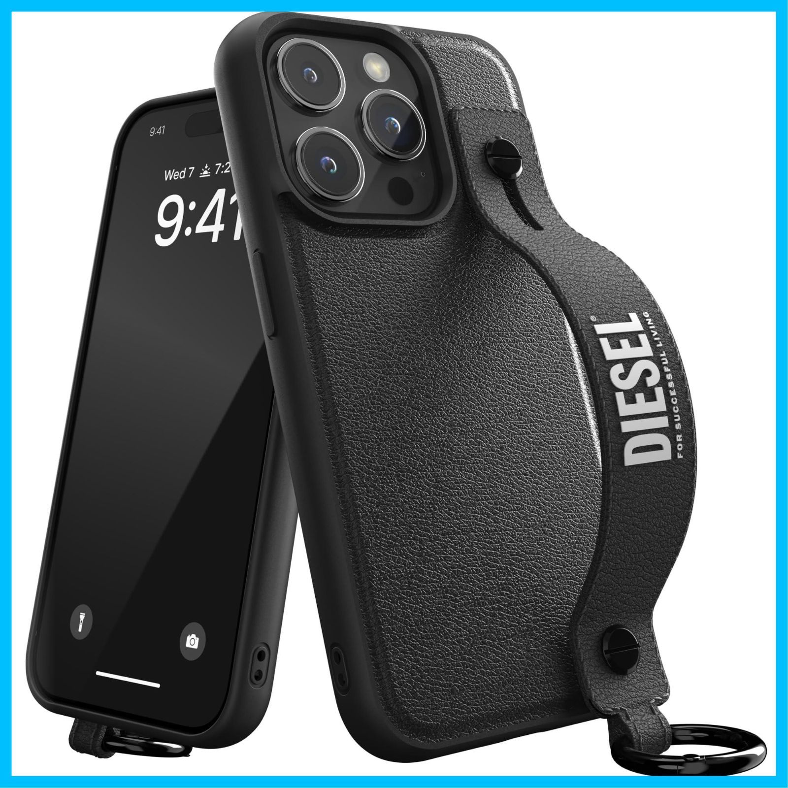 【新品未使用品】DIESEL マットブラックスマホストラップ 在庫処分】スマホケース ハンドストラップ グリップ & スタンド