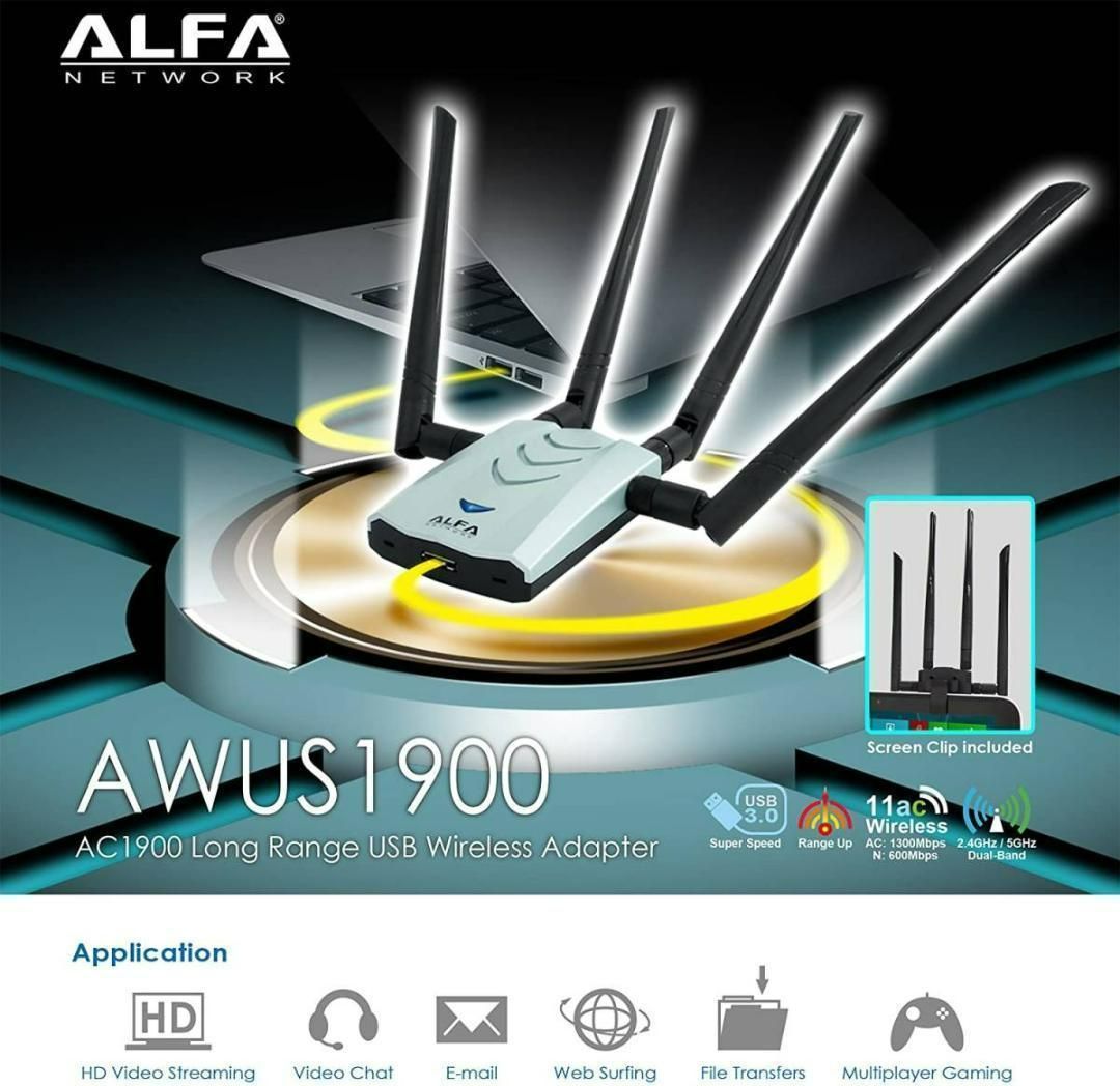 ALFA  AWUS1900 無線LAN USBアダプター 新品未開封 ALFA AWUS1900 無線LAN USBアダプターa/b/g/n/ac Windowds Mac