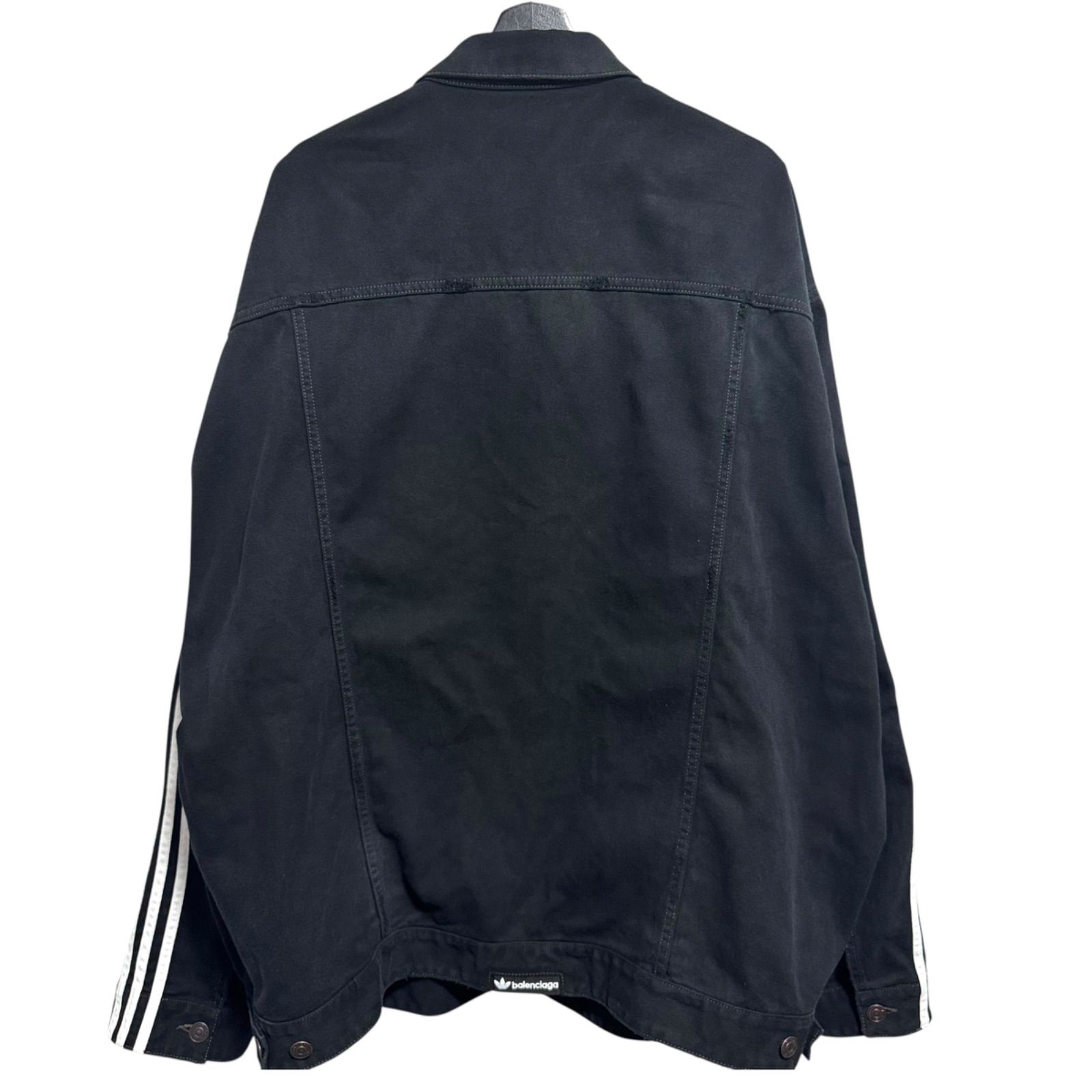 2XL相当★バレンシアガ アディダス デニムジャケット 23SS クラッシュ加工 バレンシアガ ×アディダス adidas クラッシュ加工デニム