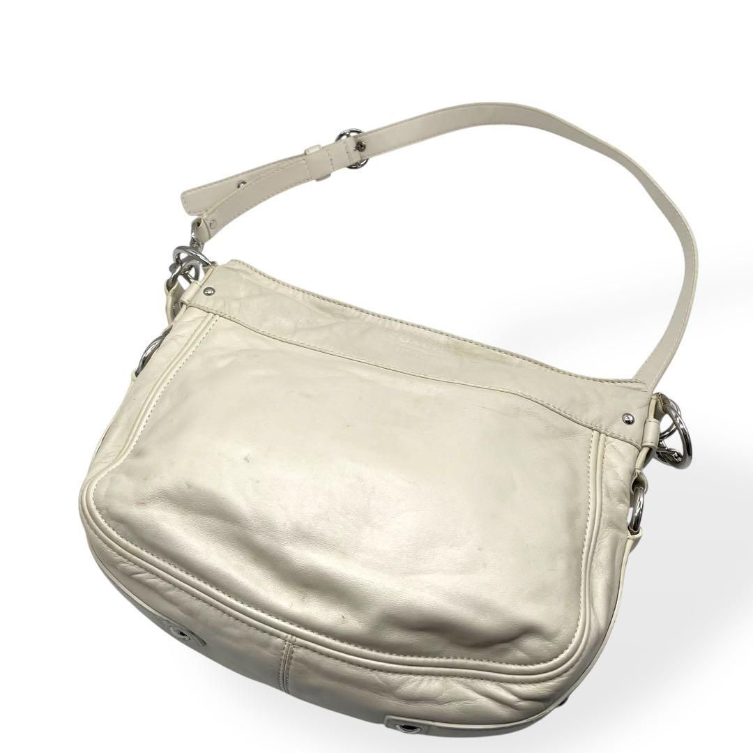 良品　COACH コーチ 2WAYショルダーバッグ レザー 白 F14707 良品 COACH コーチ 2WAYショルダーバッグ レザー 白 F14707