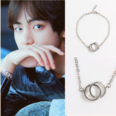 BTS テテ ブレスレット V 着用モデル ダブルリング シルバーカラー