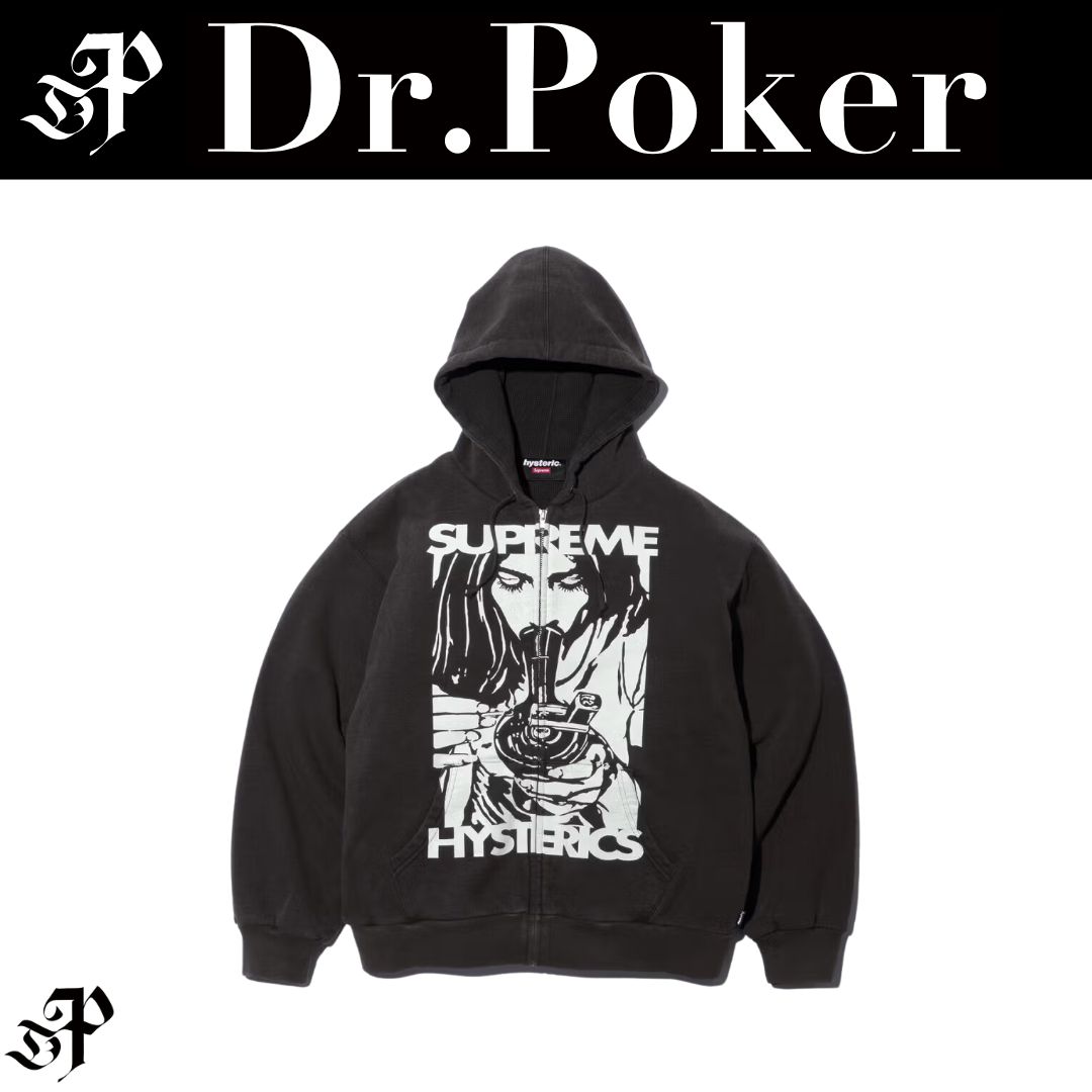 ヒステリックグラマー　激レア　ジップアップ　サーマルフーディー　厚手　Lサイズ Supreme HYSTERIC GLAMOUR Thermal Lined Zip Up Hoodie