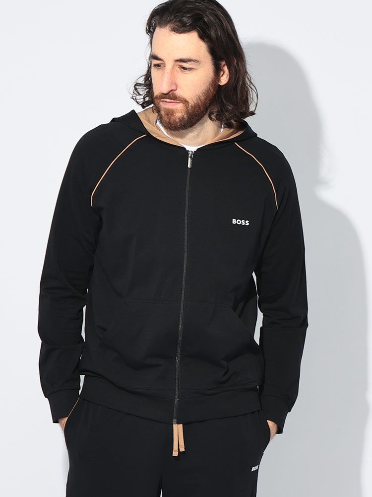 ヒューゴボス HUGO BOSS ストレッチコットン ワンポイント ロゴ ジップ
