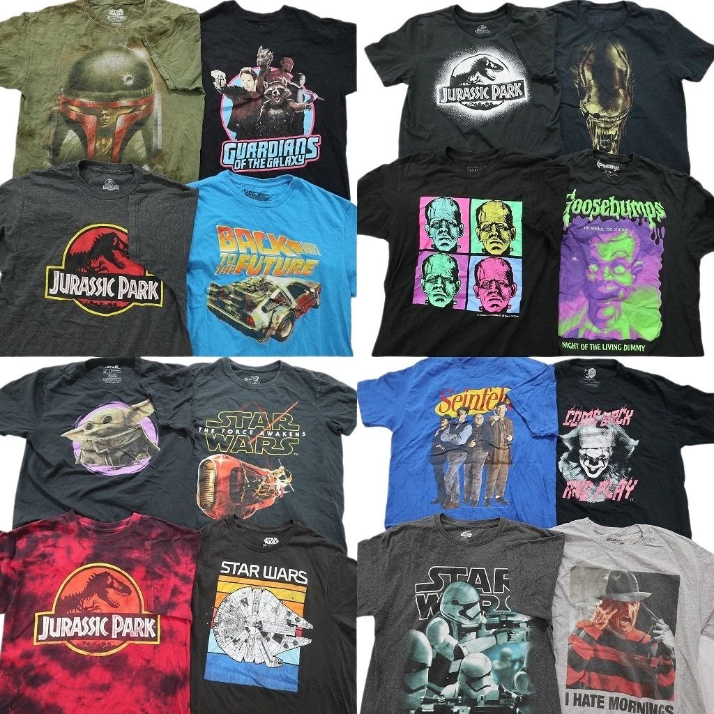 古着卸 映画 ドラマ 半袖Tシャツ 16枚セット メンズ Ｍ ジュラシックパーク バックトゥザフューチャー 古着 NA0210