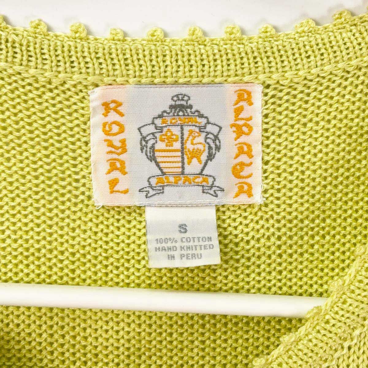  ALPACA ロイヤルアルパカ ニット ワンピース 半袖 S イエロー レディース 刺繍 ROYAL ALPACA ロイヤルアルパカ ニット ワンピース 半袖 S イエロー
