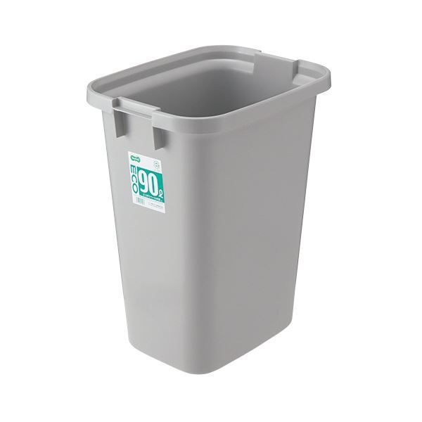 （まとめ）TANOSEE エコポリペール 角型 90L 本体 グレー 1個 フタ別売 