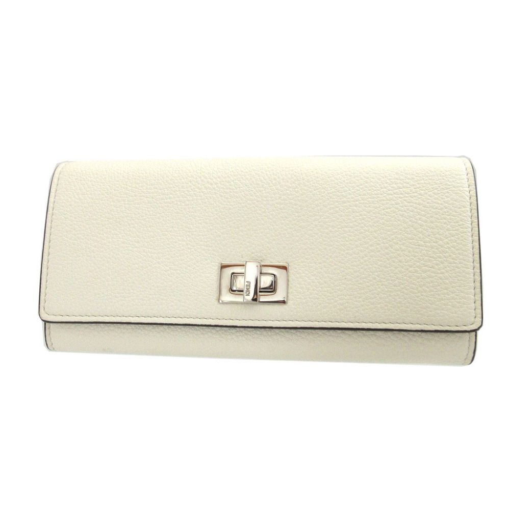 フェンディ ピーカブー 8M0427 レザー アイボリー 白 2つ折り長財布 財布 0453 FENDI