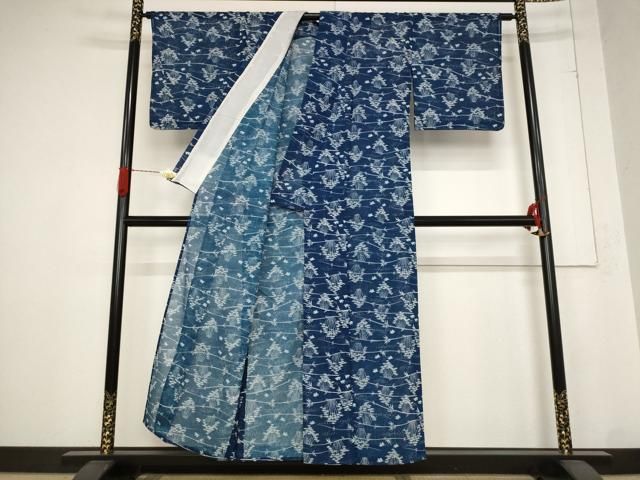 平和屋着物＊夏物 小紋 絽 笹竹飛鳥文 洗える着物 AABB8662st