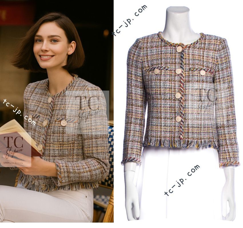 CHANEL シャネル ツイード ジャケット ノーカラー ココボタン 34 楽天市場】【返品可】CHANEL シャネル ココボタン ツイード ノー