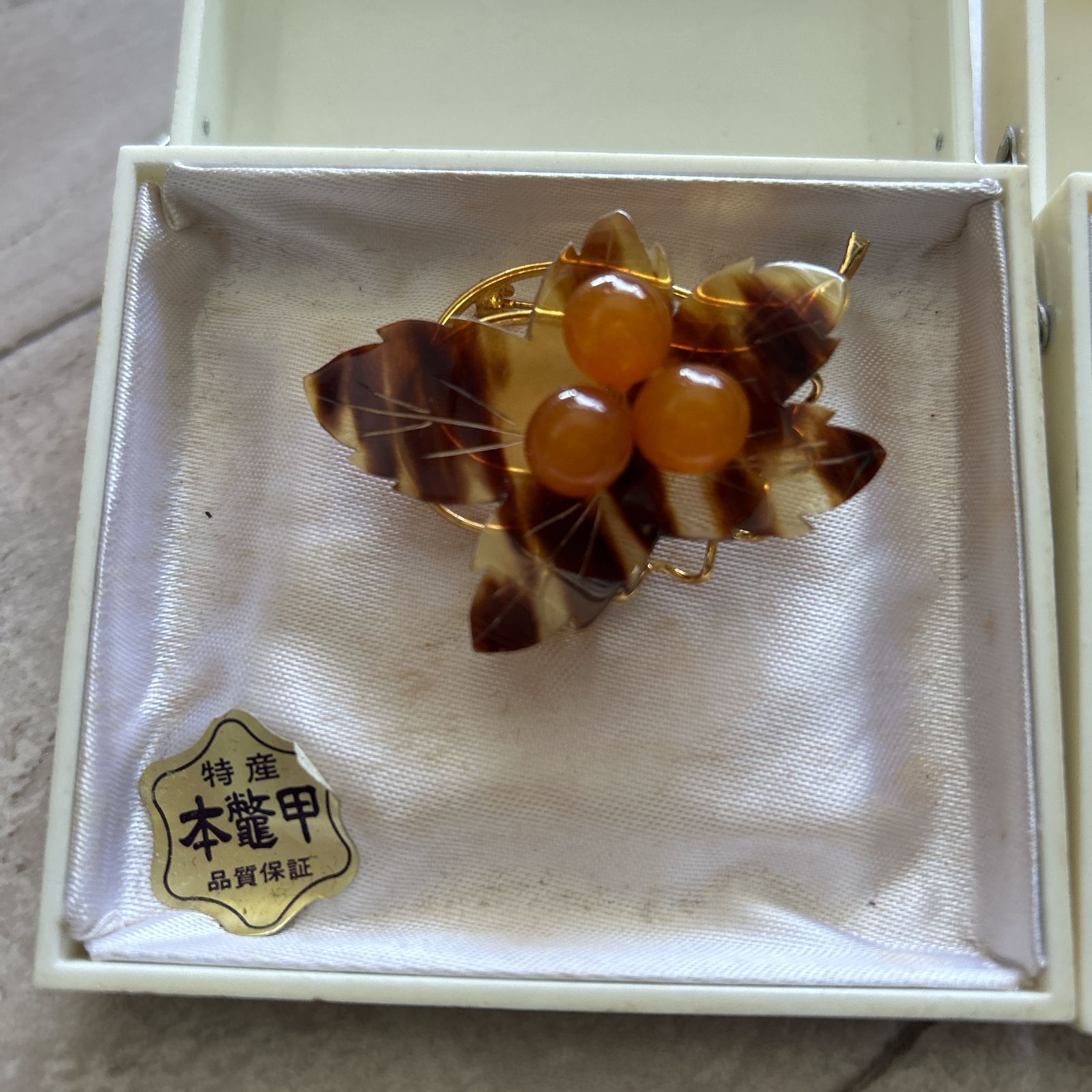 本鼈甲 ブローチ 2点 まとめセット！昭和レトロ アンティーク 琥珀