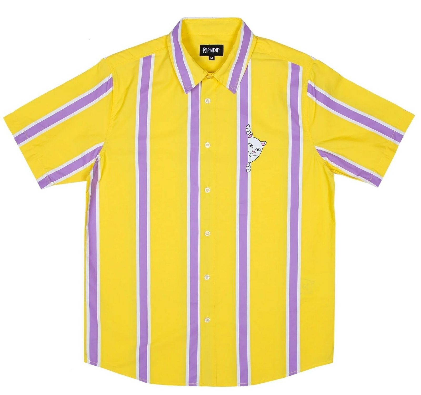 Ripndip Peek A Nermal Button Up Shirt Yellow M シャツ 送料無料