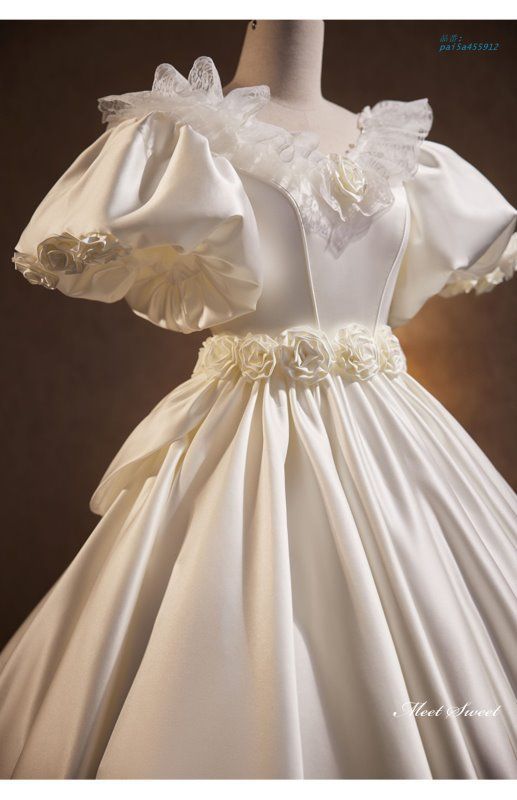 激安で季節を先取り。 ウェディングドレス ロングドレス プリンセスドレス プロムドレス プリンセスドレス Aラインドレス ウエディングドレス 前撮り 半袖 花嫁 二次会 結婚式 pai5a455912