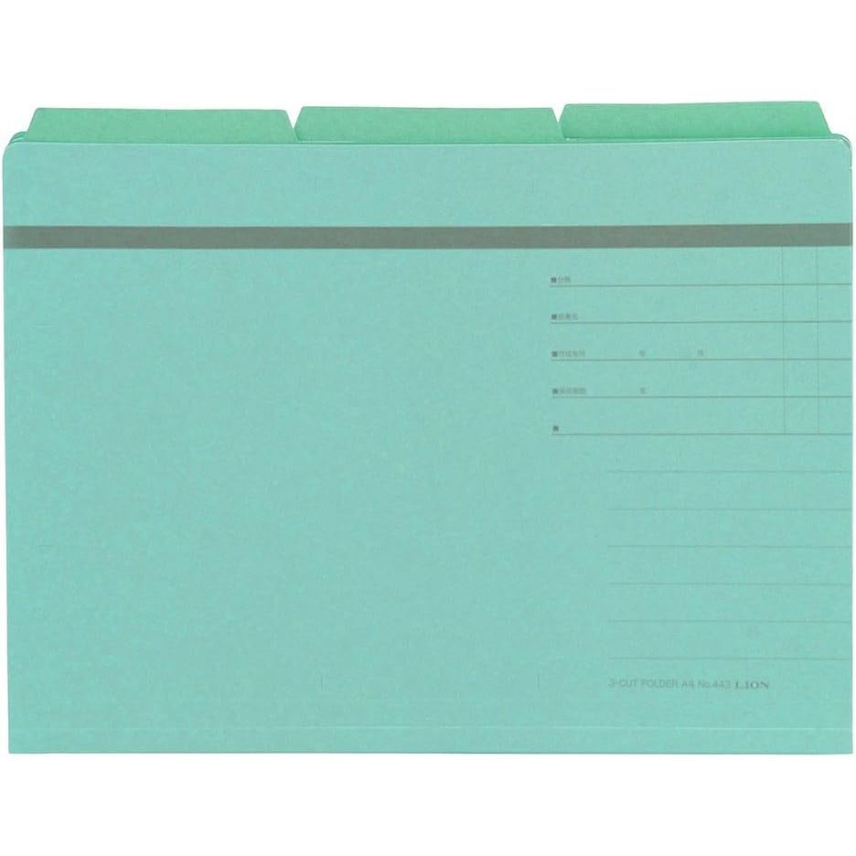 まとめ買い ライオン事務器 3カットフォルダー A4ピッタリサイズ No.443-30P 緑 30冊入 132-26 ×3セット