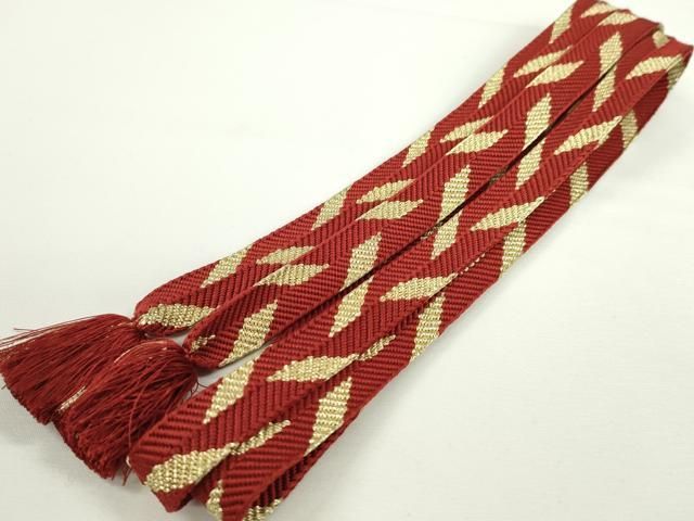 送料無料キャンペーン中！ 平和屋本店 上 有職組紐道明 帯締め 笹浪組 紅海老茶色 金糸 宮内庁御用 国立博物館御用 東京芸術大学御用 CXAA0599s5