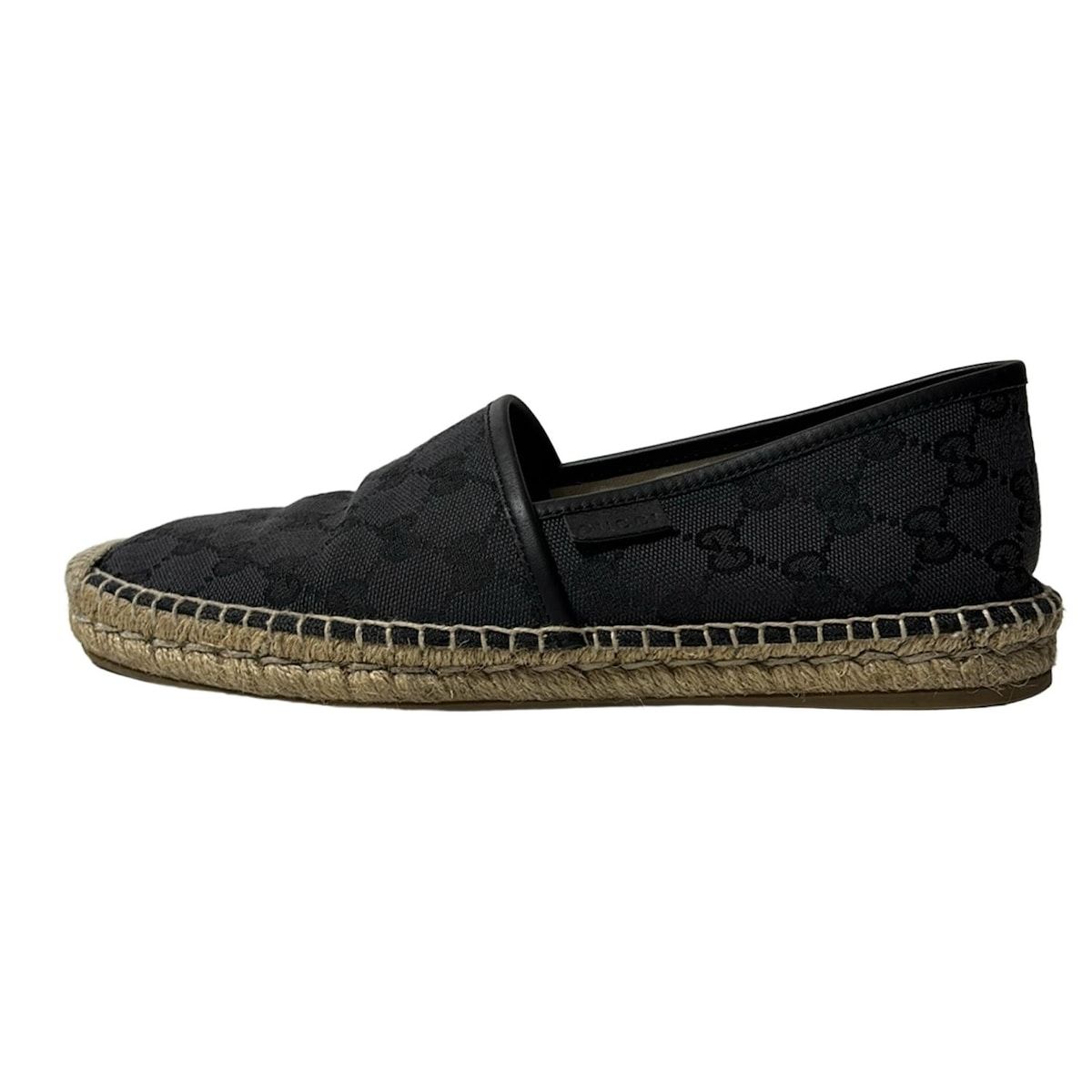 GUCCI グッチ　スリッポン　エスパドリーユ ブラック GUCCI(グッチ) スリッポン 6 1/2 メンズ - 466903 黒 GG柄
