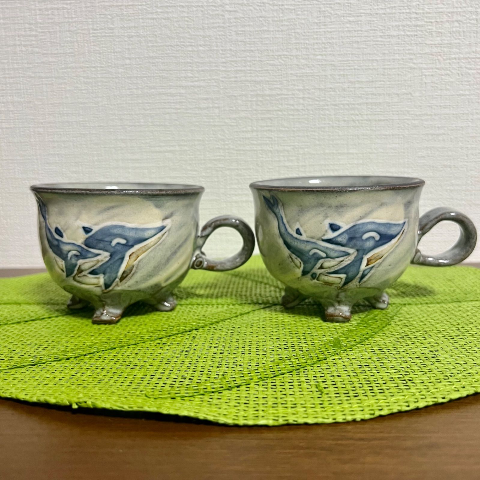 やちむん　ポット×カップ＆ソーサーセット 四つ足 】コーヒーカップ ペアセット（やちむん焼き）① - メルカリ