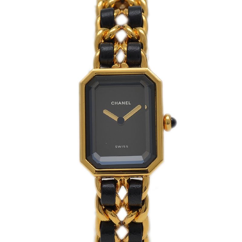 シャネル プルミエール レディース 黒文字盤 GP クォーツ H0001 Lサイ  