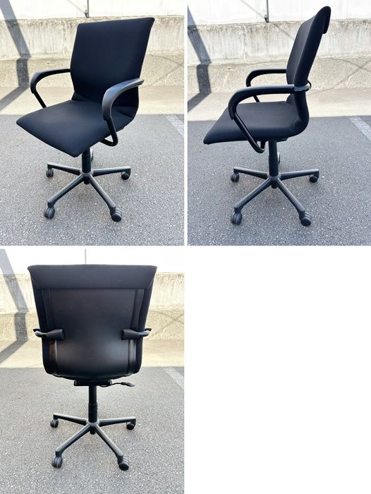 一部地域送料無料 スチールケース プロテジェチェア 肘付き ブラック 布張り F-DA-833-1023A