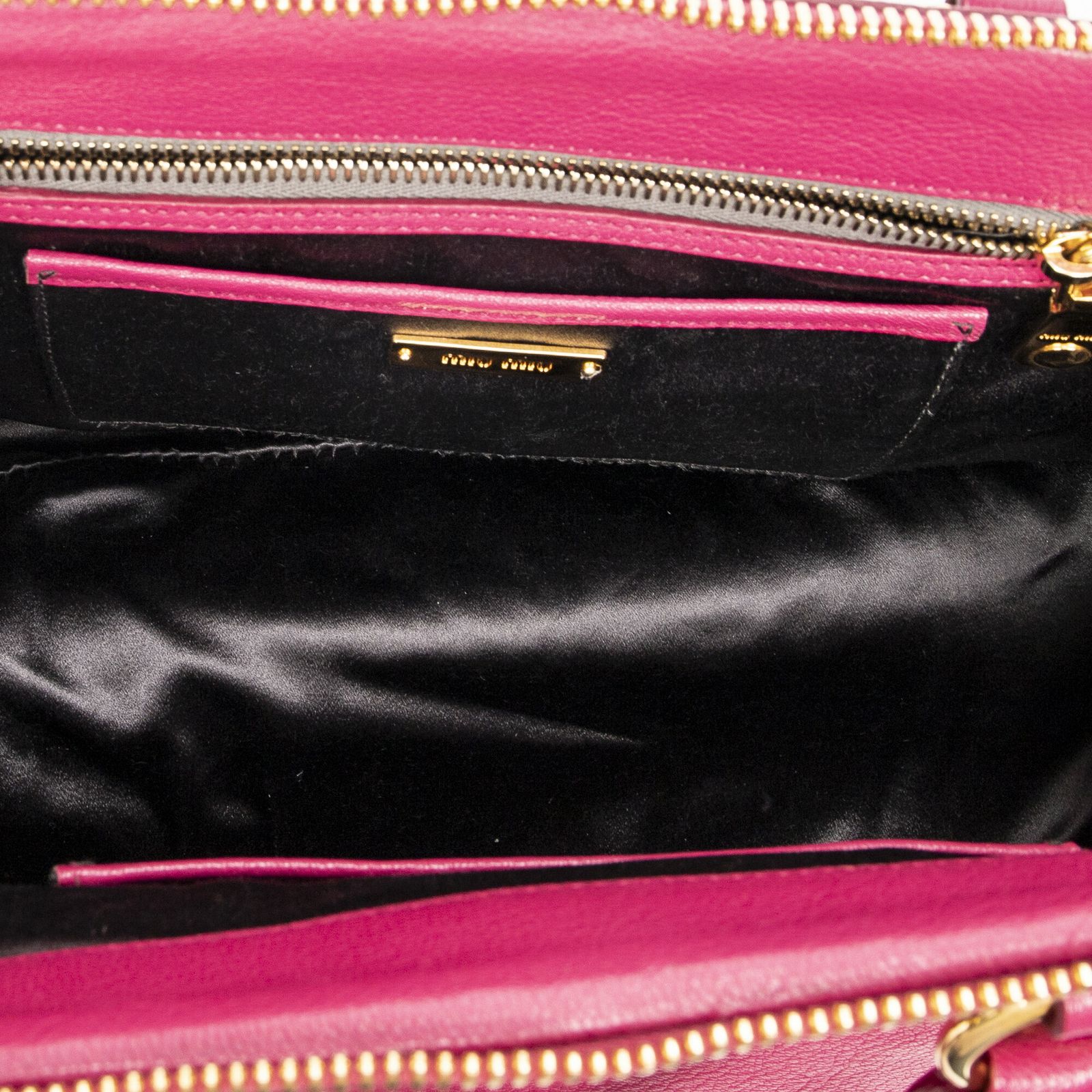 ミュウミュウコンバーチブルボウリングバッグフューシャピンクマドラスレザーA