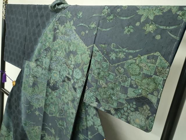 平和屋本店■極上　訪問着　辻が花　スワトウ刺繍　紬地　絞り　金彩　逸品　未使用　CZAA1742s5 平和屋本店□極上 訪問着 辻が花 スワトウ刺繍 紬地 絞り 金彩 逸品 未