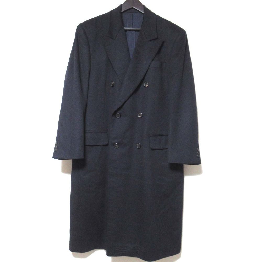 【セール，正規品】 美品 CARVEN カルヴェン エルメネジルドゼニア生地 カシミヤ100% ダブルブレスト チェスターコート M ネイビー メンズ 古着 中古 USED その他