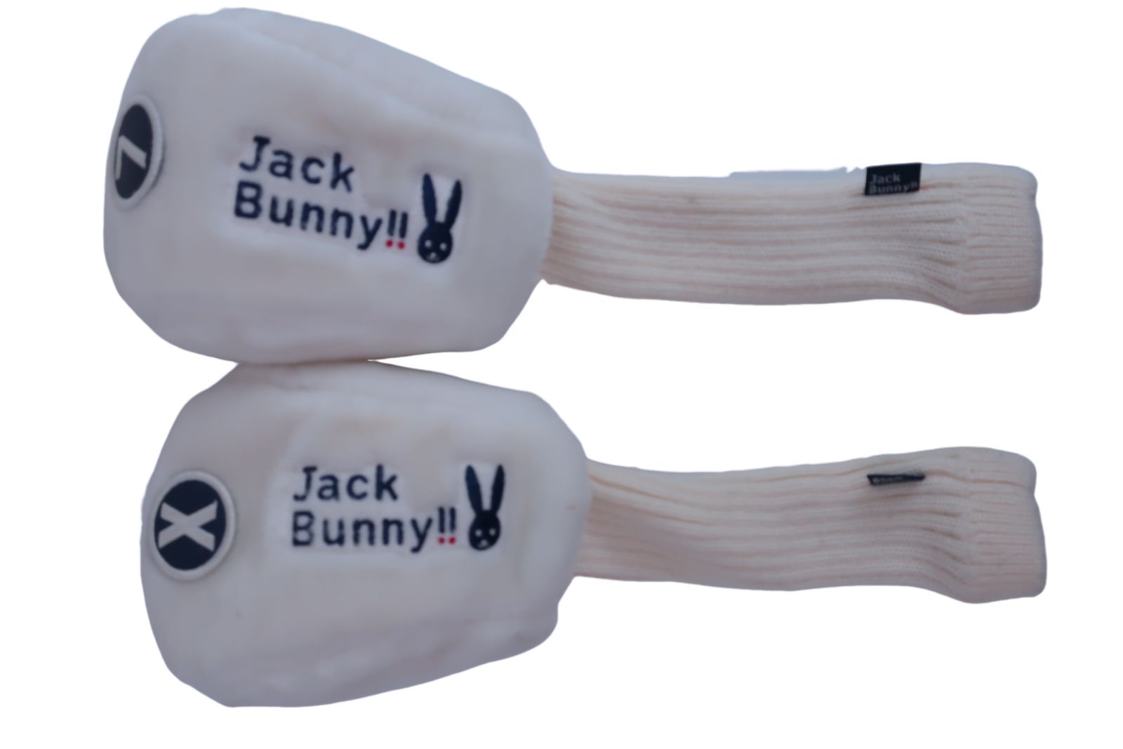 【美品】Jack Bunny(ジャックバニー) ヘッドカバー2点セット 白ボア FW用 ゴルフ用品 2406-0001