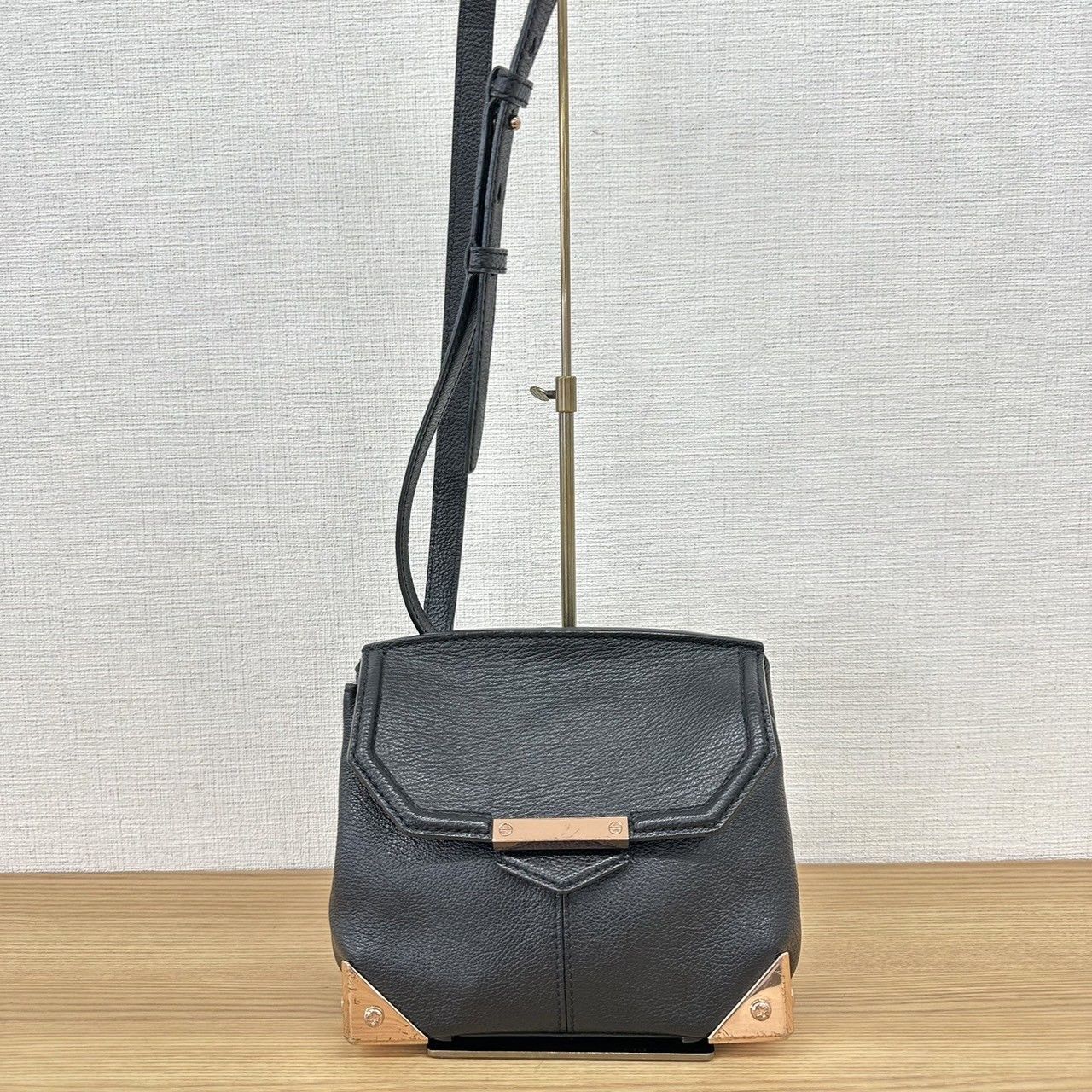 ♪ ALEXANDER WANG アレキサンダーワン レザー シボ革 ショルダーバッグ ピンクゴールド金具 - メルカリ